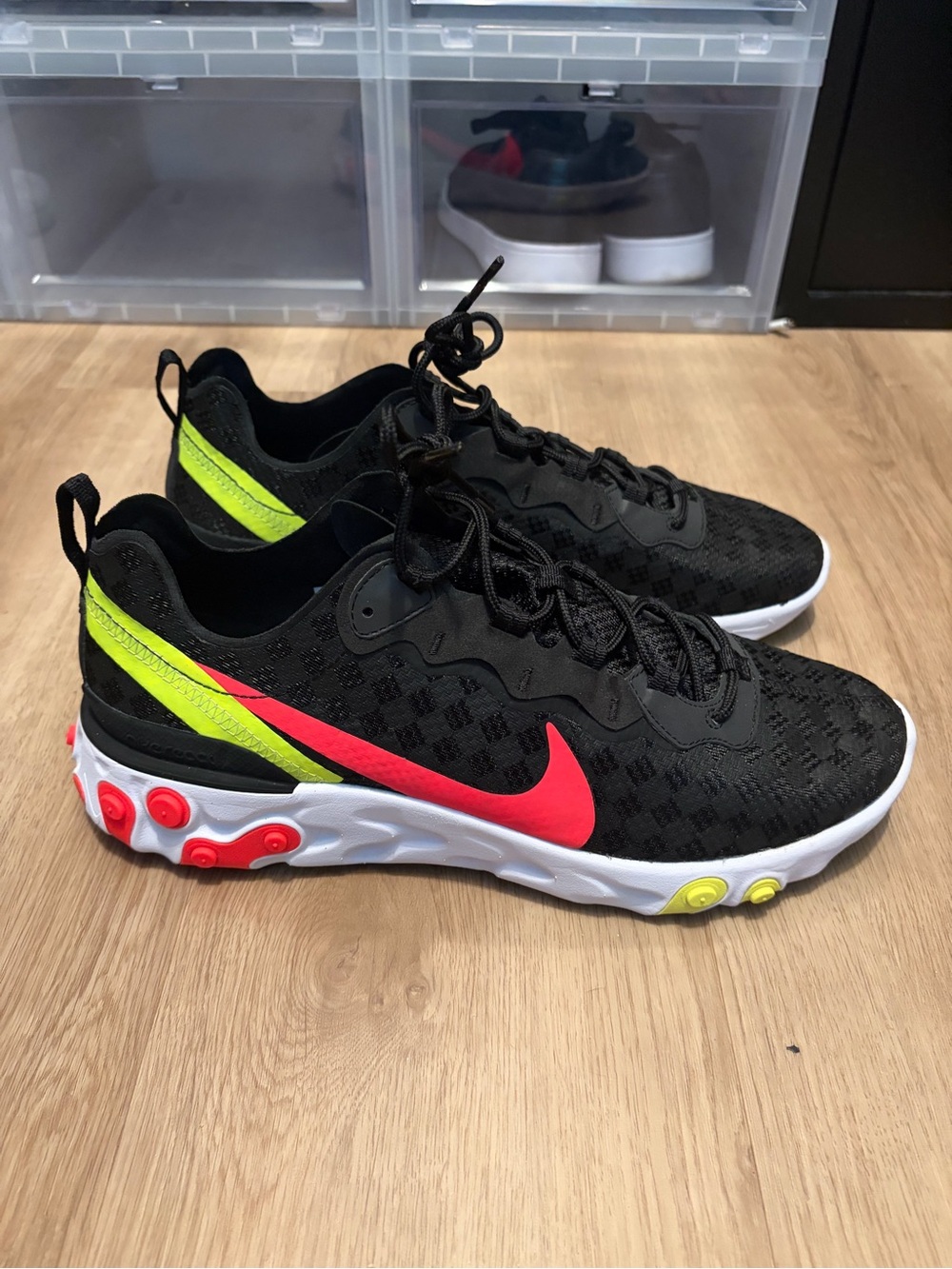 Nike Black Pink and Volt Running Sneakers